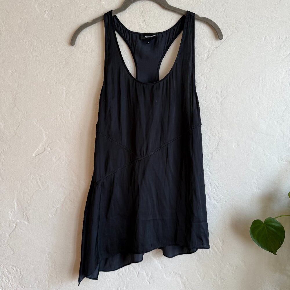 Carbon38 Washed Satin Racerback Tank in Black - SMALL
